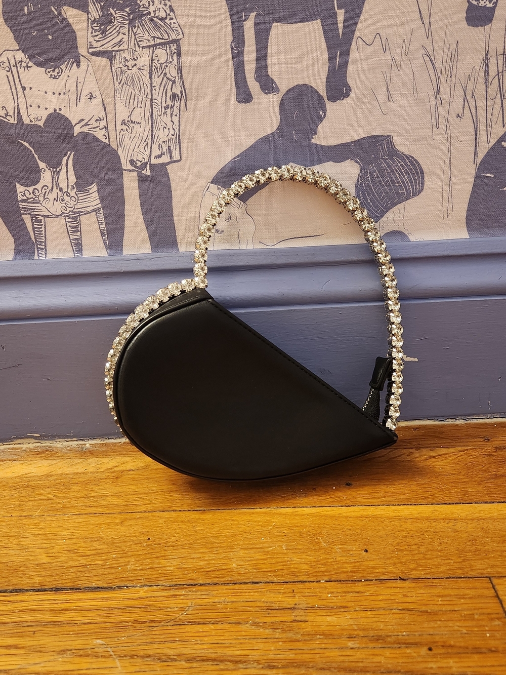 Black Crystal Handle Evening Bag Mini Shoulder Purse Y2K